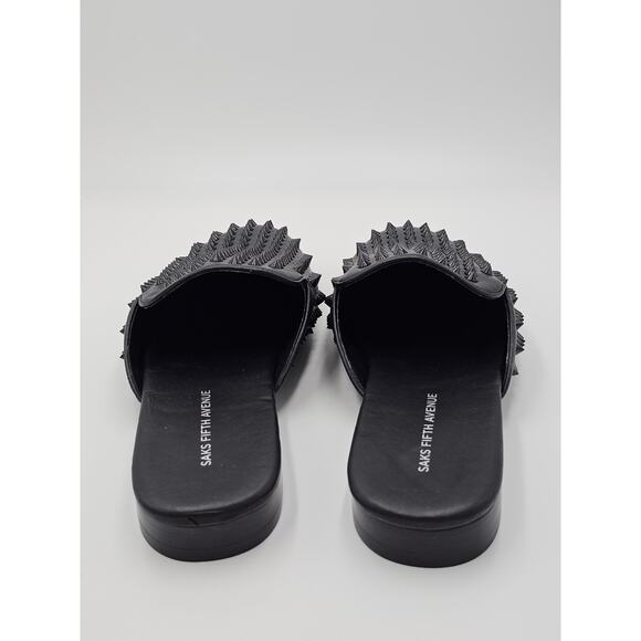 Saks Fifth Ave Rudy Studded Slides Mules Men’s 9.5 M Black NEW main image 9